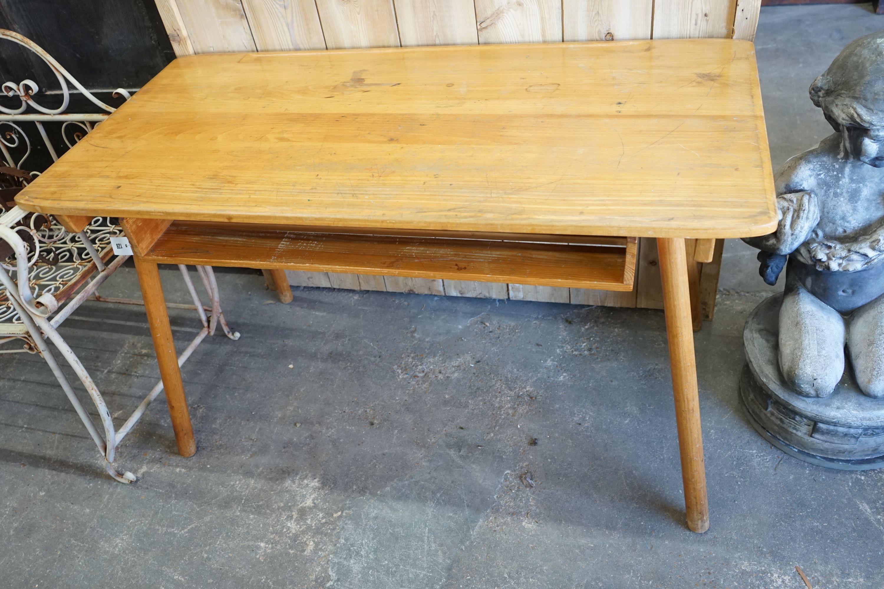 A mid century Scandinavian design writing table, width 119cm, depth 59cm, height 71cm